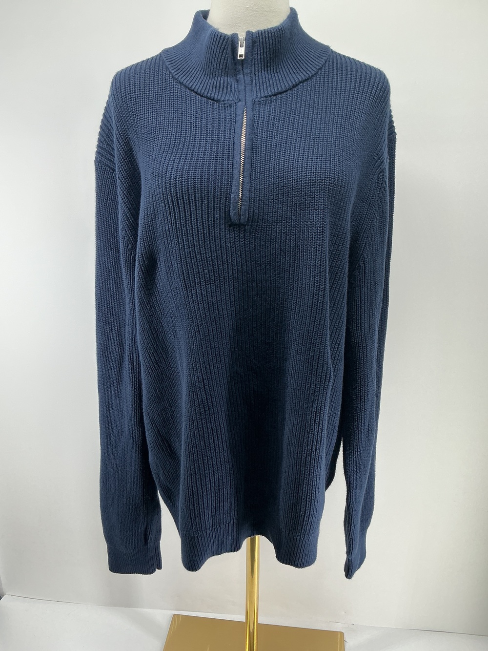100% Organic Cotton Ribbed Quarter-Zip Sweater